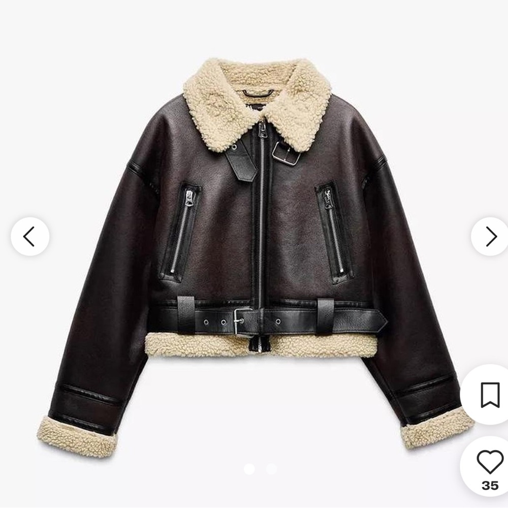 Zara faux leather fleece leather jacket